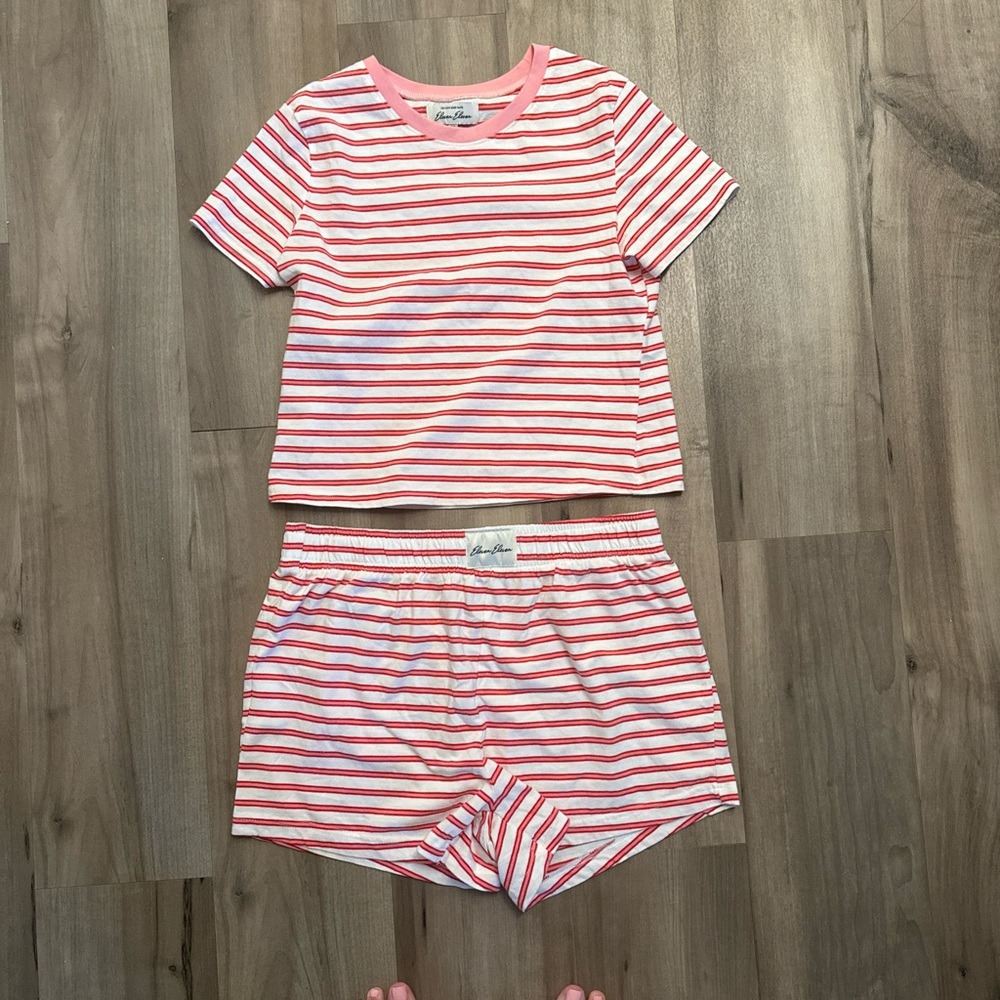 Eleven Eleven pink/red/white set. Size L shorts, size M top BRAND NEW NEVER WORN